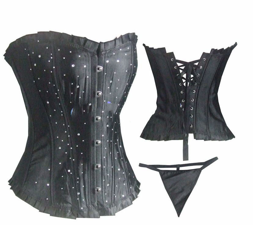 Sexy Lingerie Bustier Corset + G-String CA804black.sy#