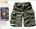 New Style 100% Pure Cotton Men's Cargo Combat Cotton Shorts Pants Color Army Green MS001