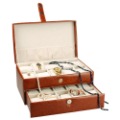 PU Leather Watch Display Box Double Layers