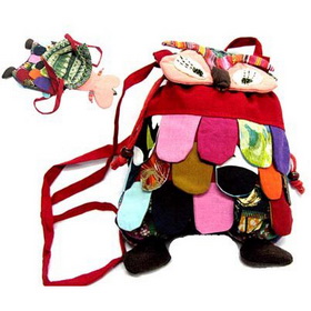 Cool Ladies Leisure Backpack School Backpack Red Handicrafted with Cloth Art Owl 10pcs Assorted Color Free Shipping