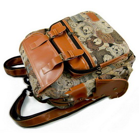 Free Shipping, Jacquard Cloth Art - Cute Teddy Bear Female Students Backpack, Girl Bag
