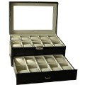 Black PU Leather Watch Box ,double Layers