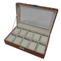 Rowling,Fashion PU Leather Watch Display Box with Plastic Clean Window