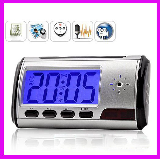 5pcs Digital Alarm Clock Camera Mini DVR/vehicle Security Dvr/mini Dvr Angel Eye with Remote Control,blue,red and Black Choose