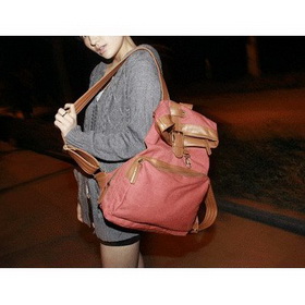 1pc New Women's Fashion Pu Leather Canvas Backpack Shoulder Bag -Free Shipping