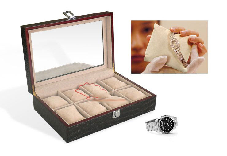 32*32*8.5CM Superior Leather Black Men's Watch Case