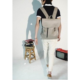 Hot Sale Korea Fashion Men Backpack Leather Square Back Bag Schoolbag Travel Bag Green