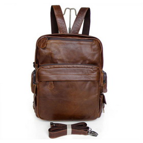 2757# Authentic Vintage Leather Versatiled Brown Handbag Backpack Bag Wholesale