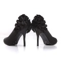 Satin Upper High Heel Closed-Toes with Stitching Lace Dress Loafers