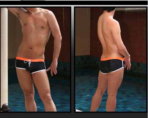 Hot Sell Dark Blue / White / Green Men's Sexy Polyester Knitted Swim Underwear