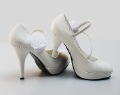 Unique White Color with Flower Buckle High Heel Women's Bridal Shoes