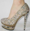 Brand Name Lady High Heel Dress Shoes with Colorful Diamands