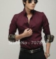 Men's Fashion Long Sleeve Casual Luxury Silk Pached Royal Shirts