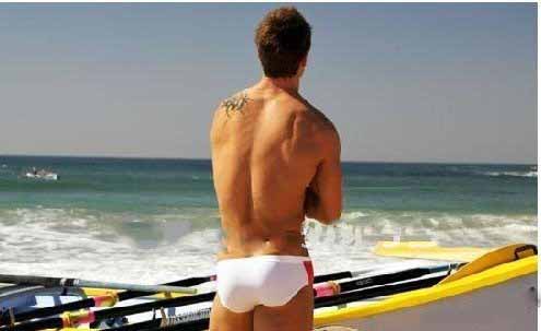 Black / White Australian Amorous Feelings Men's Sexy Polyester Swim Brief