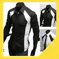 Men's Anti-Wrinkle Slim Sexy Stylish Color Patched Casual Shirts