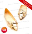 Lady's Golden Cusp Perfect Design Platform Heel Dress Loafers