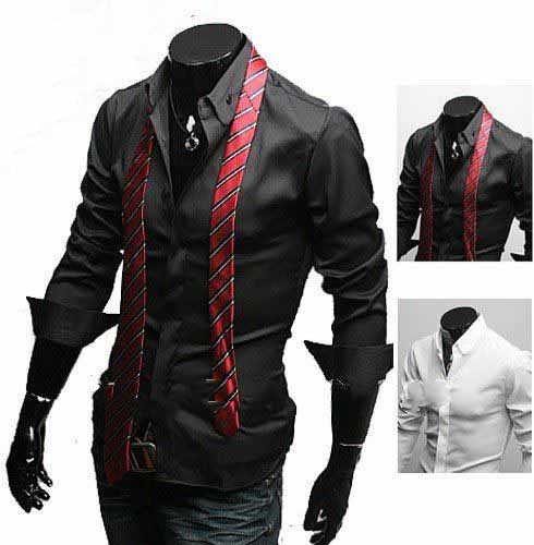 Pure Cotton Black & White Color Long Sleeves Men's Shirts