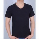 Black Color with Printing Logo V-Neck Short Sleeve Men's T-Shirts