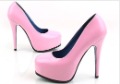 Pink Paint High Heel Ladylike Closed Toes Women's Bridal Shoes