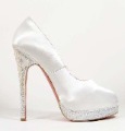 Brand Leather Stiletto Heels with Shining Bead Women's Bridal Shoes