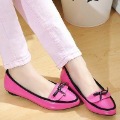 Fashion Brand  Womens Customer Made Cute Candy Bow Patent Leather Pointed Toe Flat Heel Dress Shoes