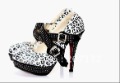 Diamond Platform Leopard Pattern High Heels Women's Bridal Shoes