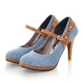 High Heel Fashion Jean Belt Buckle Dress Loafers
