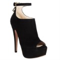 Women's Suede Flat High Heeled Buttons Fish Mouth Shoe