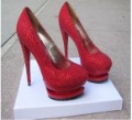 Two Paragraph Waterproof  Bead Shining High Heels Women's Bridal Shoes
