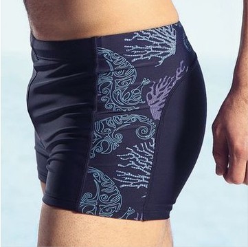 Black / White / Blue Men's Sexy Polyester Knitted Swimming Trunks