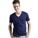 Navy Blue Cotton Wicking V-Neck Style Men's T-Shirts