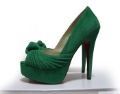 Green Suede Women's High Heels Platform Open Toe Shoes Of Red Individuality