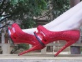 High Quality Sexy Red Nice Crystal Round Toe Pump Double Platform Shoes