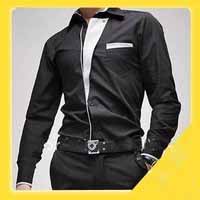 Men's Slimline Sexy Stylish Line Patched Casual Shirts