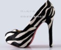 Style Platform Pumps Sexy Zebra Grain Shoes