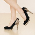 High Heel Women Shoes Leopard Platform Shoes Butterfly Decorated