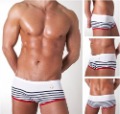 Waist with Rope Hot Sell Men's Sexy Swimming Trunks Swimwear Beachwear Comfortable Underwear(Dark Blue / White)
