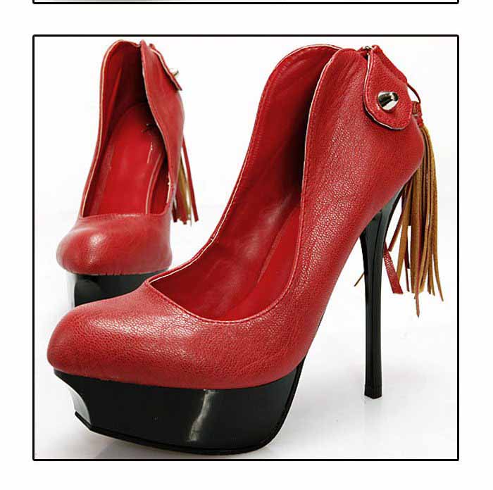 Sexy Ladies Tassels Round Toe Pumps High Heel Platform Shoes