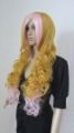 Pink Beige Color Long Curls Stylish Synthetic Hair Costume Wigs
