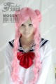 Long Wavy Pink Buns Lady's Free Style Party Wigs