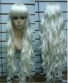 Long Style White Color Women's Curly Hair Synthetic Wigs