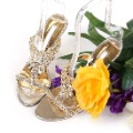 Women Gold Heel Crystal Women Diamond Heel Slippers Sandal Shoes