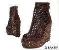 Brand Imported Patent PU Hotest Women Sexy High Heels Wedge Sandal Ankle Roma Boot Top Quality Factory Price