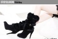 Women's High Heel Knee Black Boots Lady's Fashion Nubuck Leather High Boots
