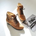 Women's Fashion PU Lace UP Roman Joker Ankle Boots Shoes
