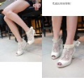 Lace Face Sexy Bow Decoration Heeled Yuzui Sandals