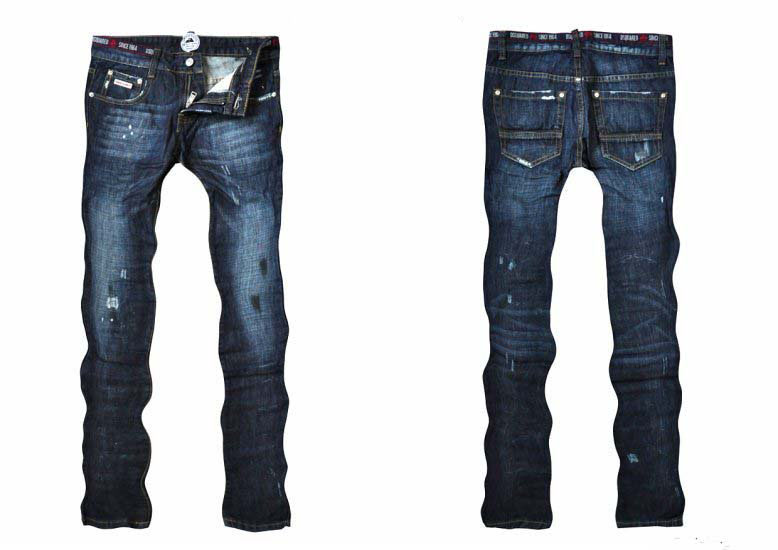 Multi-sizes Men's Breathable Fabric Embroidered Knee Width Straight Jeans
