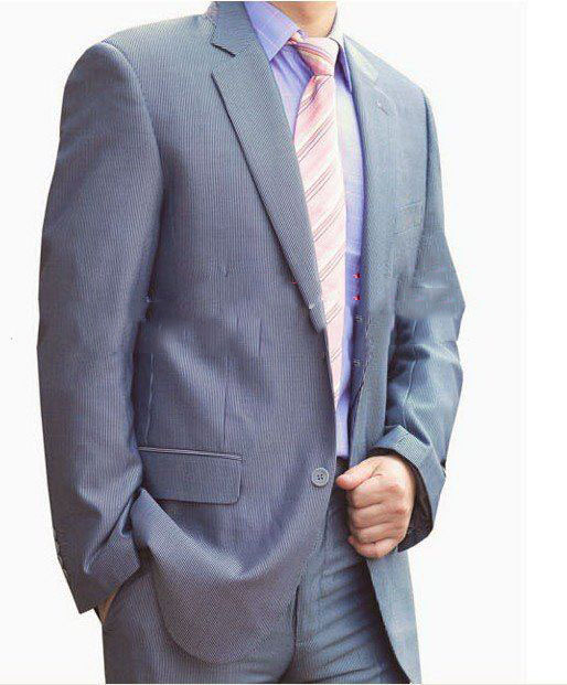 Cotton & Spandex Blue With A Button Men's Suits