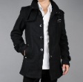 Trench Style Black & Grey Color Woolen Cotton Men's Coat