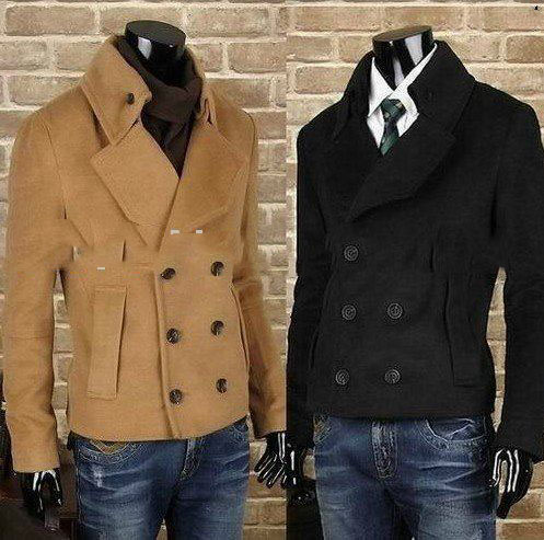 High Quality Wool / Polyester Windbreaker Trench Men's Anti-Shrink Coats